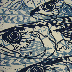 Mackerel linoprint